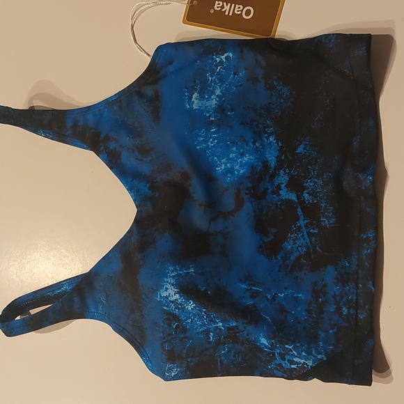 Oalka crop tan top heart bra athletic top tie Dye navy size‎ XS - Picture 3 of 8